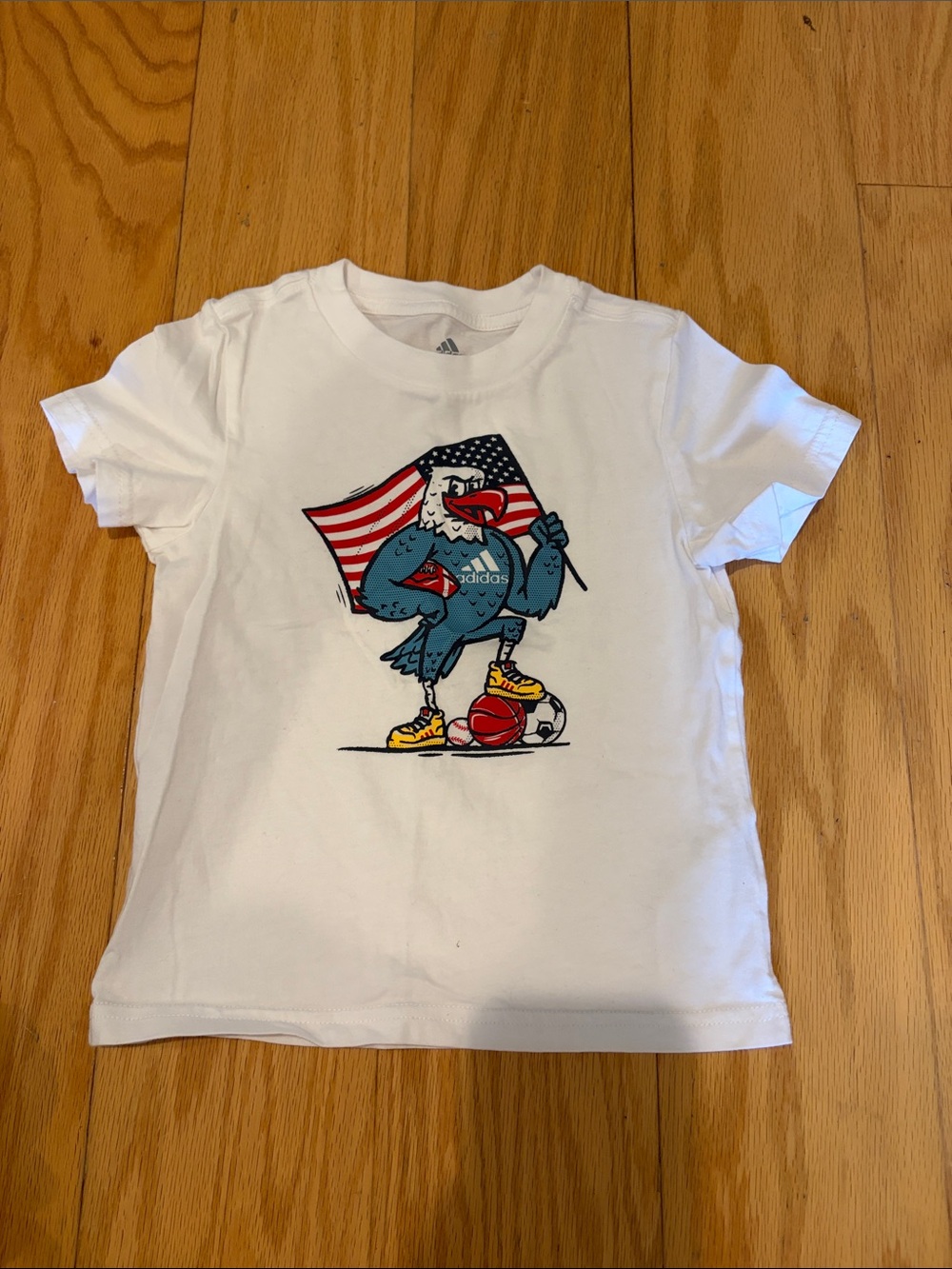 adidas White Tee with Patriotic Eagle Graphic